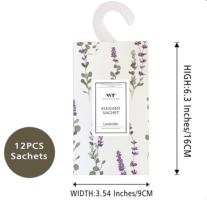 WEALD TRIBE 12 Packs Large-Bag Eucalyptus & Lavender Scented Sachets for Closet and Drawer Deodorizer Home Fragrance | Air Freshener Long Lasting Large Sachets Bags Hanging