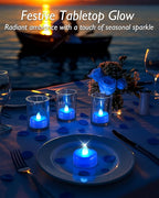 5plots Flameless Candles, 24Pcs Tea Lights Candles Battery Operated, Flameless Tealight Candles, Electric Tea Lights Votive Candles - Blue - 1.5" x 1.25"- No Flicker