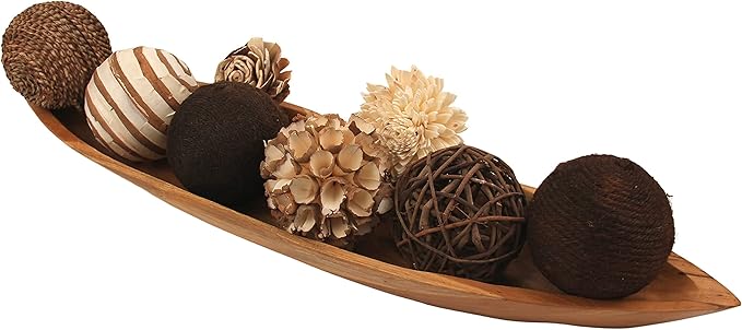ANDALUCA Decorative Balls Bowl Filler Beige Orbs Floral Home Decor (Cocoa Floral)