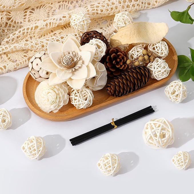 2 Boxes of White Potpourri Bowl Filler Decorative Scented Mixed Dried Flower Vase Filler for Home Decoration (White)