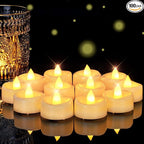 5plots Flameless Candles, 100 Pack LED Tea Lights Candles Battery Operated, Electric Tea Lights, Flameless Tealight Candles for Halloween Diwali Fall Christmas Wedding