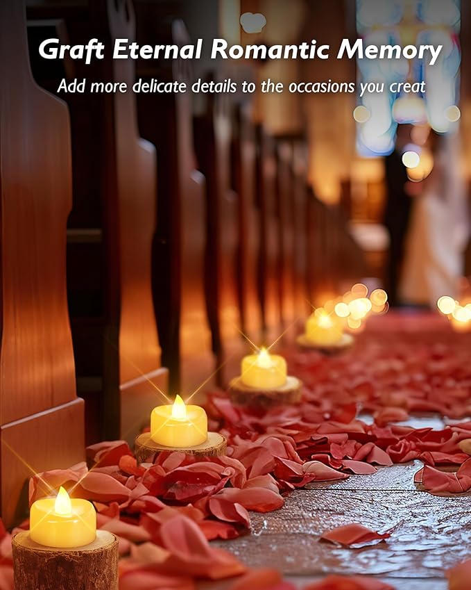 Flameless Candles, 24Pack Timer Fake Candle, LED Tea Light Candles, Battery Operated Votives with 6 Hours Timer Auto for Halloween Christmas Wedding Decor-1.5'' D X 1.25'' H, Ivory White