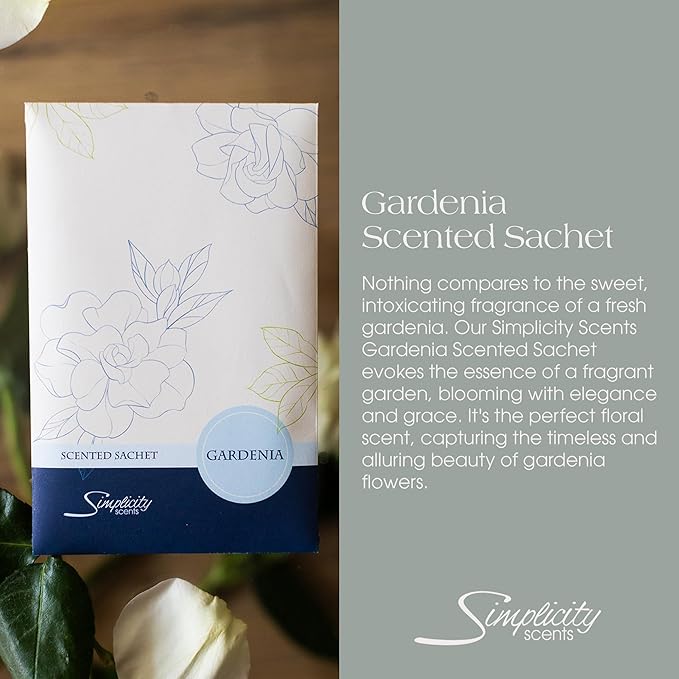 Gardenia Scented Sachets Pack of 3, Spring and Summer - Long-Lasting Scented Bags, Home Fragrance, Air Freshener & Deodorizer for Closet, Room, Drawer, or Cars, Made in USA