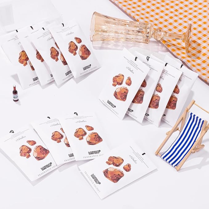 MYARO 12 Packs Amber Scented Sachets for Drawer and Closet, Long-Lasting Closet Sachet Bags Drawer deodorizers Fresh Scents, Home Fragrance for Lover