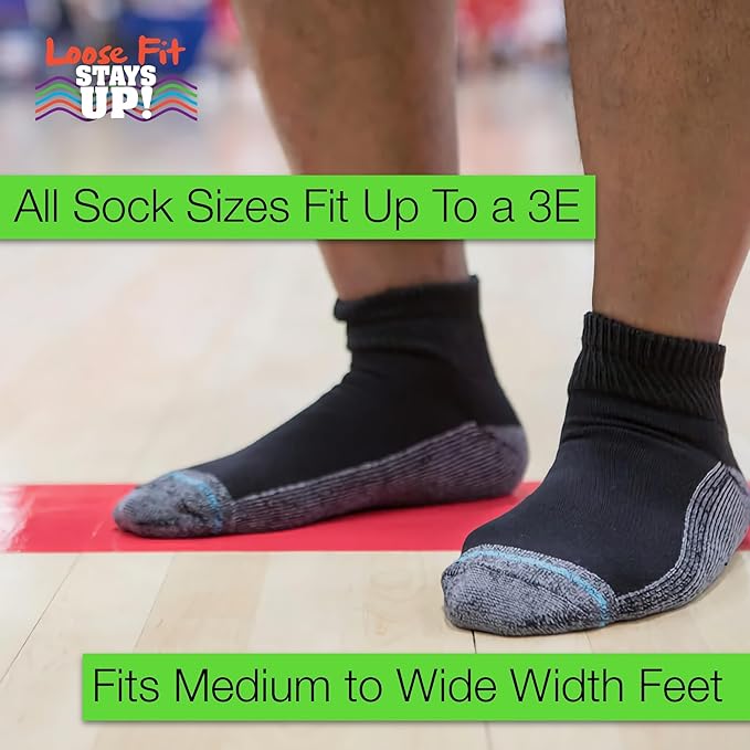Loose Fit Stays Up Men's and Women's Casual Lower Cut Socks (Pack of 3) Made in USA, Cushioned Sole