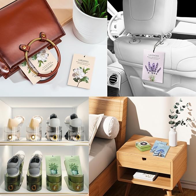 Rose Scented Sachet Bags - 12 Pack Closet Freshener Odor Eliminator, Long Lasting Home Fragrance for Drawers, Wardrobes & Cars, House Smell Good Products, Air Freshener for Closet