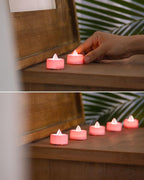 BEICHI Flameless LED Tea Lights - 24-Pack Battery Operated Fake Tealight Candles, Votive Candles Bulk for Holidays (Pink)
