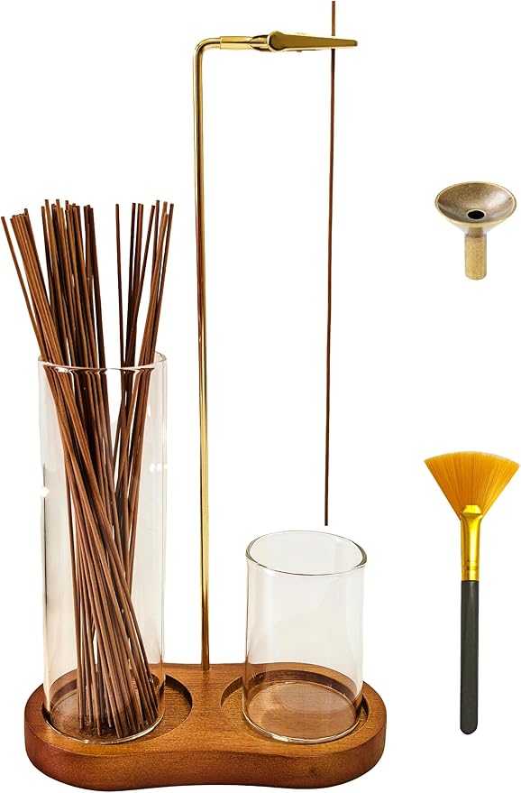 2 in 1 Glass Incense Holder & Burner with Ash Catcher – Decorative Incense Stick Holder for Aromatherapy, Yoga, Meditation