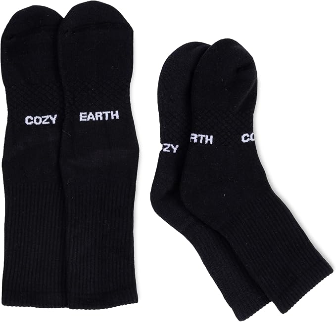 Cozy Earth Essential Calf Socks for Women and Men – Soft Mercerized Cotton Crew Socks 2-Pack Set – Heel & Arch Support