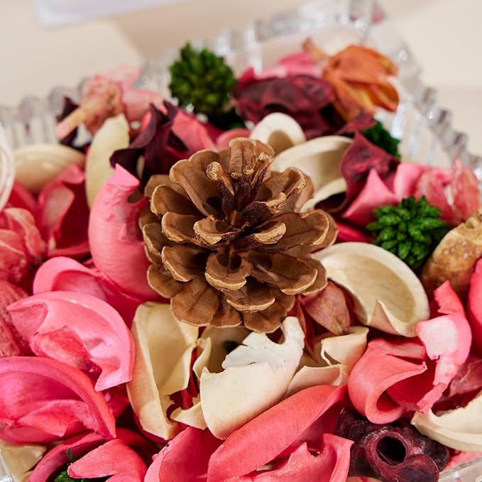 Potpourri Bowl Fillers - Rose Scented Vase Fillers Fragrance | Pink Home Decor | Fragrance for Bathroom Living Room Bedroom | Air Freshener, Gifts (Pinecone)