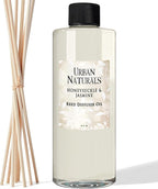 Urban Naturals Reed Diffuser Oil Refill Honeysuckle Jasmine with Hyacinth, Cassis, Neroli, Rose, Iris, Lily of The Valley 8 oz + Free Reed Sticks, Made in The USA