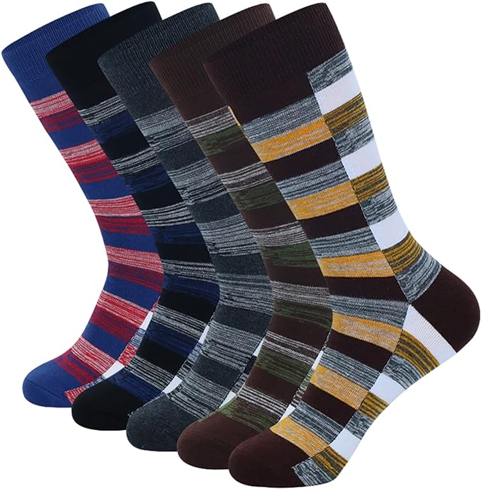 HHX YONLEE Dress Socks 5/6/10 Pairs Crew Argyle Colorful Cotton Novelty Casual Happy Fun