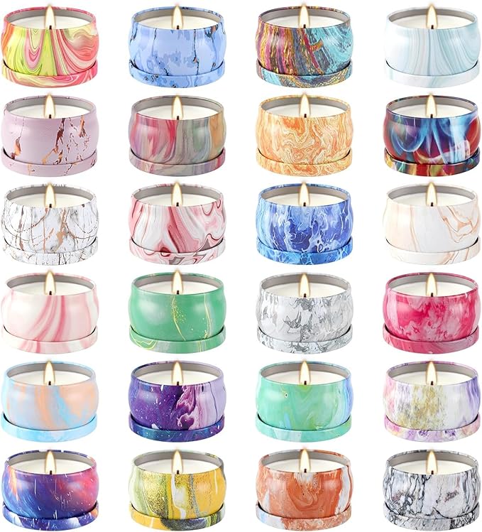 Scented Candles Gifts Set 24 Pack Soy Wax Travel Tin Jar Candles for Home 2.5 OZ Scented for Mom for Christmas, Birthday, Thanksgiving, Mother's Day
