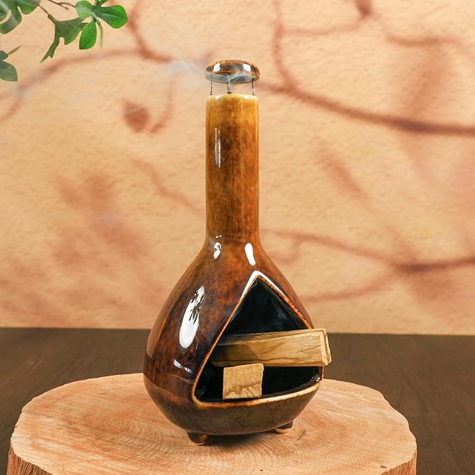 Premium Ceramic Palo Santo Holder - Mini Chiminea for Sage & Incense - High-Temperature (1200°C) Cleansing Design for Energy Purification - Perfect for Yoga, Meditation, and Aromatherapy