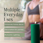 Mister Candle Dripless Unscented Pillar Candles, Set of 3 Hand Poured Hunter Green Pillar Candles, Solid Color Non-Scented Candles for Home Decor, Premium Wax, 80 Hr Burn Time, 3x6 Inch