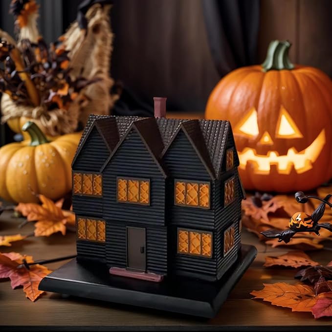 Salem Witch House Incense Burner – Halloween Autumn Incense Burner for Home & Indoor Halloween Decorations – Haunted Mansion Style Chimney Incense Holder