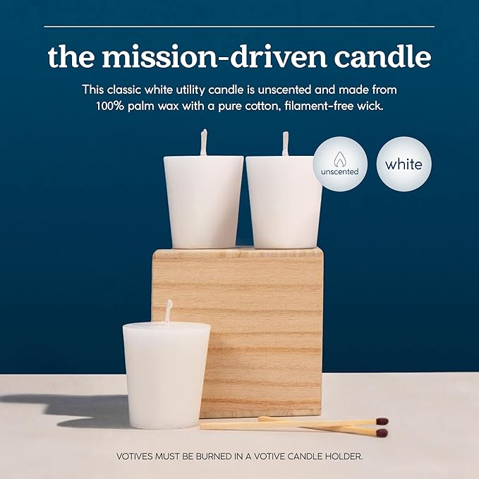 GoodLight Paraffin-Free Votive Candles, Vegan Palm Wax, Clean-Burning and All-Natural Votive White Candles | 15-Hour Burn Time (32 Unscented Votive Candles)