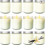 12 Pcs 8 Oz Bulk White Soy Candles,Vanilla Scented Candles Set,Bulk Aromatherapy Candle,Great Stress Relieving Scented Candle for Girls as a Gift for Birthdays, Weddings and More!