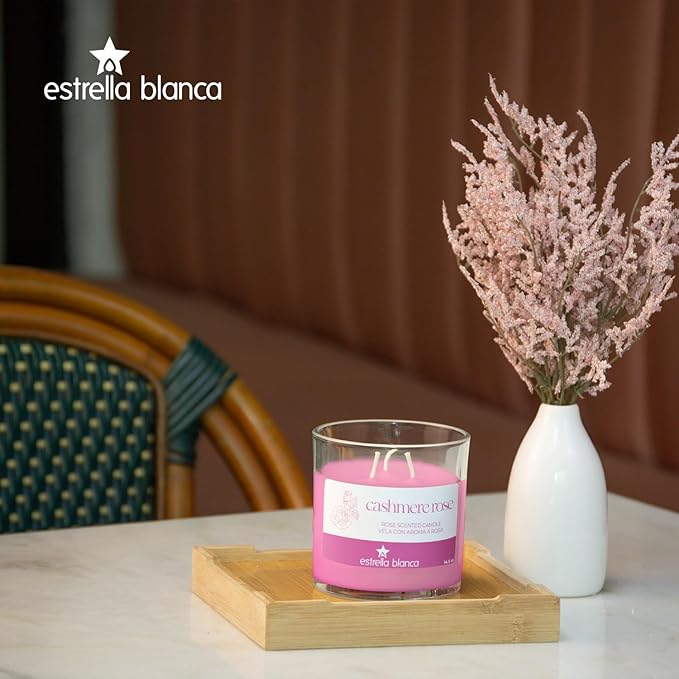 Cashmere Rose Scented Candle, 14.5oz Clear Glass Jar, Floral Home Fragrance, Scented Candles for Home, Soy Candles for Home Scent, Candle Gift for Women Men, Home Fragrance Decoration