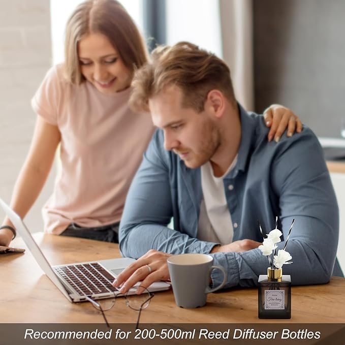 VFULIE 100PCS Reed Diffuser Sticks, 10 Inch Natural Rattan Wood Sticks Essential Oil Aroma Diffuser Sticks Refill Replacement for Aroma Fragrance (Spiral in Brown and White)