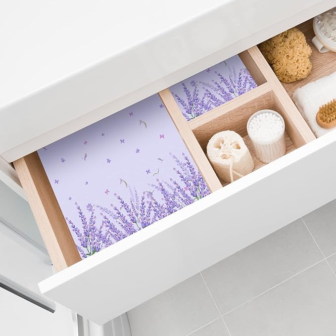 10 Sheets Drawer Liners for Dresser Scented Drawer Liners Non Adhesive Scented Paper for Fragrant Home Shelf Closet(Lavender,Lavender)