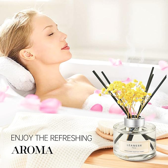 Reed Diffuser Sets Home Fragrance Essential Oil Diffuser Royal Rose Scent- 7 oz (210 ml) Fragrance Oil Diffuser for Bedroom Bathroom Home Décor Includes Reed Diffuser Sticks Scented Oils