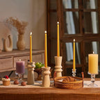 New Burning Formula Unscented Dripless 12-Inch Taper Candles Set of 12 - Lemon, for Wedding, Dinner - Smokeless, Long Burning - Hand Poured, Colored Tall Candlesticks - Limón