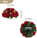 NUPTIO Flower Wedding Centrepieces for Tables - 6 Pcs 9.5in Diameter Crimson Artificial Flowers Rose Ball for Centerpieces Table - Fake Rose Arrangements for Weddings Birthday Party Decor