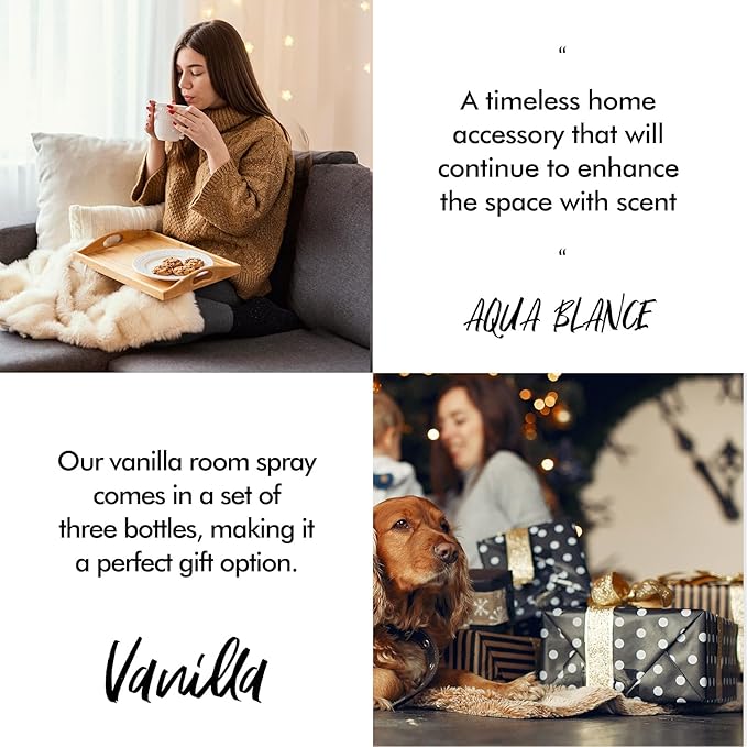 Fragrant Room Spray, Vanilla, 3 x 3.4 fl oz, Air Fresheners Odor Eliminator for Home, Bathroom, Concentrated Room Spray