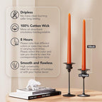 New Burning Formula Unscented Dripless 10-Inch Taper Candles Set of 12 - Orange, for Wedding, Dinner - Smokeless, Long Burning - Hand Poured, Colored Tall Candlesticks - Naranja