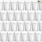 flamecan (Set of 48) Votive Candles, Unscented White Wax, for Wedding, Birthday, Party, Spa, Holiday, Home Decoration (15 Hour Burn Time)
