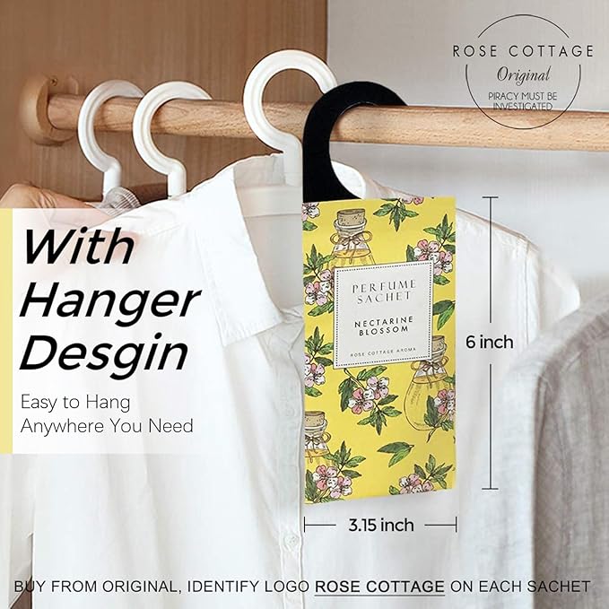 Large 12 Packs Apricot Blossom Hanging Closet Air Freshener Scented Sachets Long Lasting Smell Goods