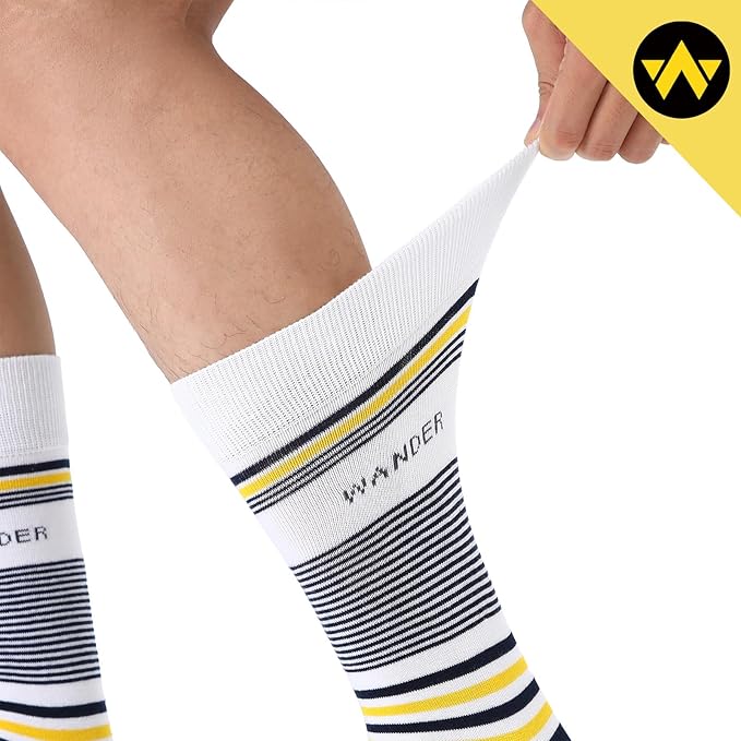 WANDER Men's Dress Socks Cotton Thin Classic Lightweight Socks 6/8 Pairs Solid & Patterned Soft Breathable Socks
