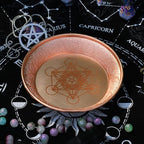 Copper Offering Prayer Ritual Bowl - Carving Metatron Brass Decorative Plate Great for use Witches,Smudging, Incense Burner Holder,Candle Dish, Ash Catcher,Jewelry Dish,Keys Basket