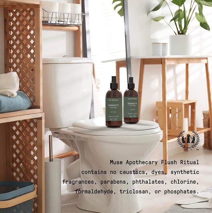 Muse Apothecary Flush Ritual - Botanical Collection - Aromatic & Refreshing Toilet Spray, Use Before You Go, Infused with Natural Aromatherapy Essential Oils - 8 oz, Warm Cedar, 3 Pack