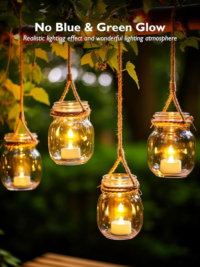 BEICHI 12-Pack Timer Tea Lights Candles Battery Operated, LED Tea Lights, Built-in 6 Hours Timer, Flameless Fake Candles, Tea Light Flickering Votive Candle 1.5'' D x 1.3'' H (Ivory Shell)