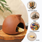 Large Handmade Terracotta Palo Santo Holder - Chiminea Incense Dish with Chimney, Cone Burner for Sage, Ideal for Meditation, Zen, Yoga, Spa | Aromatherapy, Mindfulness, Altar Decor Gift