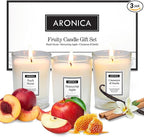 Aronica Fresh Fruity Candles Gift Set - Honeycrisp Apple, Peach Nectar, Cinnamon Vanilla, Baby Shower Game Prizes for Women Friend, Fall Candle Set for Autumn Gifts