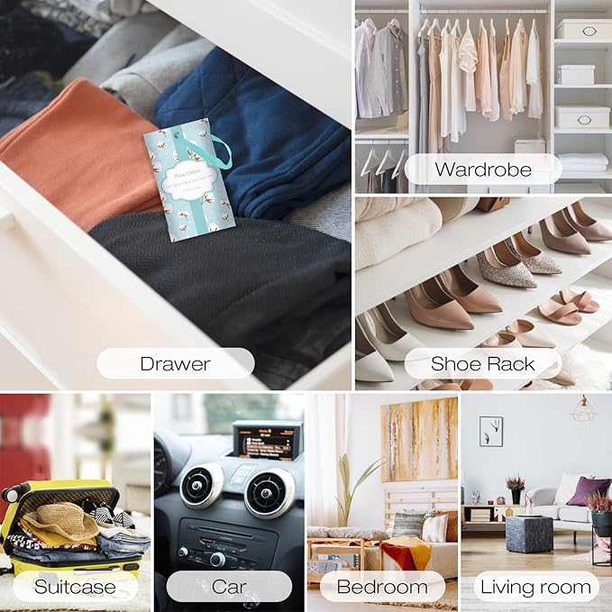 SCENTORINI Sachets for Drawers and Closets, Cotton Scented Bags for Long-Lasting, 14 Pack Home Fragrance Sachet for Closet, Drawer, Wardrobe