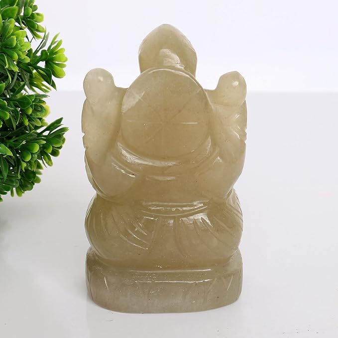REAL-GEMS Lord Ganesha Figurines Handmade Green Serpentine Gemstone Decorative Statue Modern Home Table Decor Gifts Approximately 1199 Ct.…