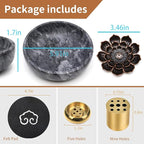 Natural Marble Incense Burner, Stick and Reflux Incense Holder, Handmade Stick Incense Burner, Ideal for Incense Smoking, Incense Burning and Decoration (Extra Large 5.91inBlack)