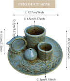 4 in 1 Incense Burner Holder for Sticks, Palo Santo Sticks Holder, Candle and Sage Holder for Burning Ceramic Ash Catcher Tray for Meditation Yoga Room Home Decor (Blue)