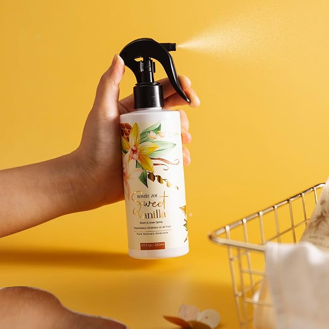 Linen & Room Air Freshener Spray Room Mist, with Natural Plant Extract, Scented Room Spray for Home Fragrance Fabric Spray Freshener Sweet Vanilla, 8.5 FL OZ