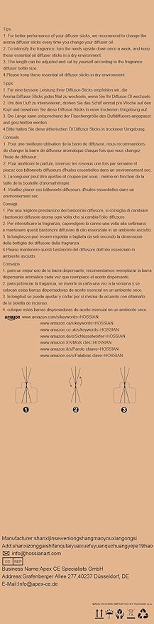 HOSSIAN 50pcs Reed Diffuser Sticks- Black Fibre Reed Diffuser Sticks-Thick Diffuser Reeds Sticks - Diffuser Sticks for Diffuser Oils Fragrance Refill - Fibre Reeds for Diffusers(Black7.5/19cm)