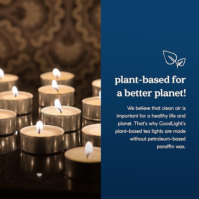 GoodLight Unscented Vegan and Paraffin-Free Tea Light Candles (48 Candles)