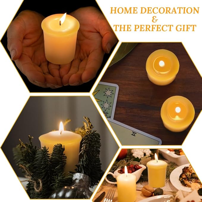 Beeswax Votive Candles Bulk-Pack of 10,Pure Natural Beeswax,Handmade Candles Gift Set for Holiday, Wedding,Party