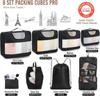 Veken 10 Set/8 Set Packing Cubes for Travel Essentials, Suitcase Organizer Bags in 4 Sizes, Carry-On Luggage Accessories with Large Laundry & Toiletry Bag, Must-Have for Airplane, Road Trip & Camping