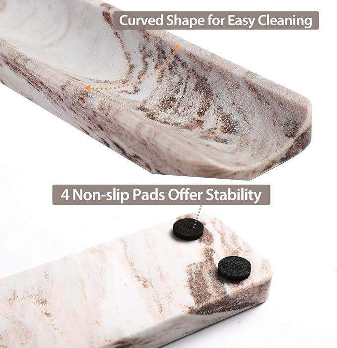Koville Italian Natural Marble Incense Holder, Incense Holders for Sticks, Incense Burner Holder, Ideal for Meditation and Relaxing, Easy to Clean(Palissandro Classico)