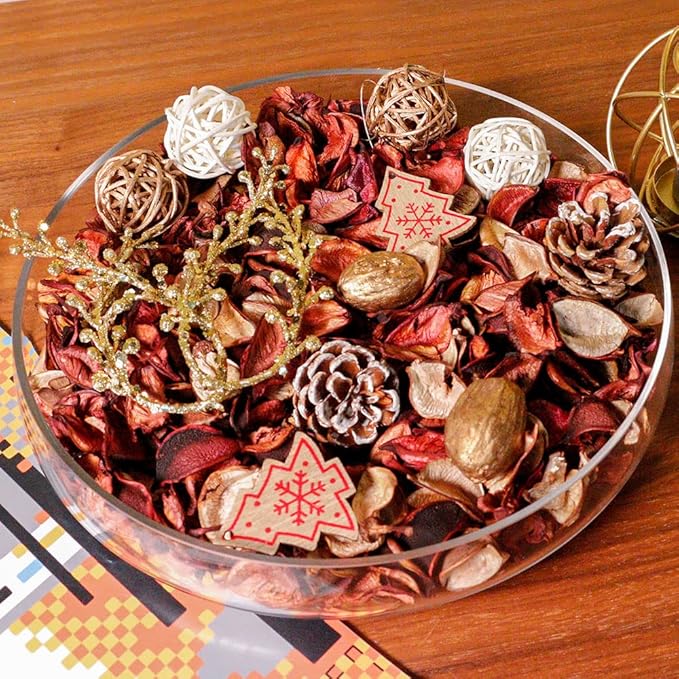 Qingbei Rina Gold Potpourri Bags,Tea Scented Potpourri Bowl Filler Dried Flower, Home Fragrance Sachet of Petal, Decorative Vase Decor,8.4 oz(Gold and Red)