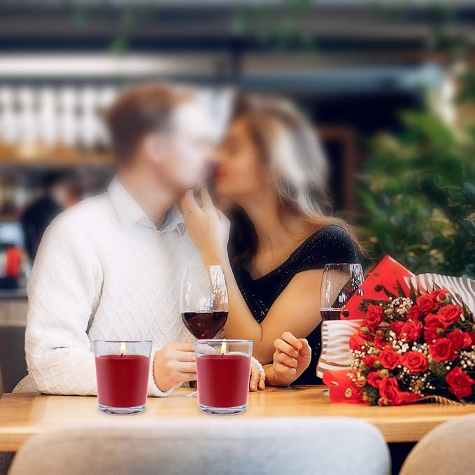 20 Packs Unscented Red Votive Candles in Glass Bulk Small Soy Wax Candles for Home Party Weddings Holiday, 20 X 1.8oz Red